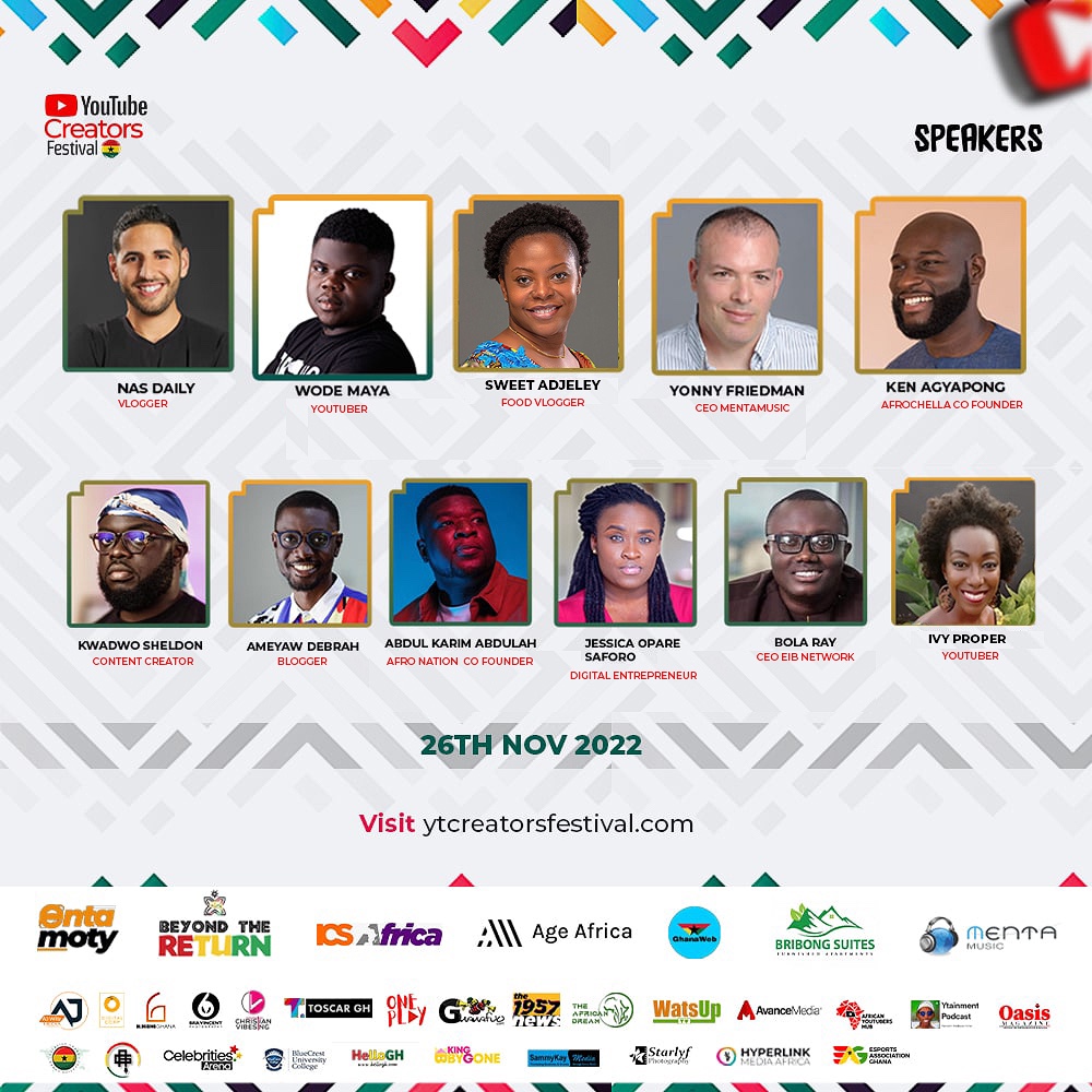 YouTube Creators Festival unveils all-star lineup including Nas Daily, Wode Maya, Sweet Adjeley Others for second edition